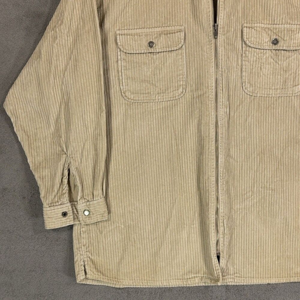 Property Mens Corduroy Zip Up Shirt Jacket Tan Beige Workwear XL Tall XLT Cotton - Picture 5 of 10